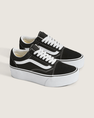 Women Vans Old Skool Stackform Suede/Canvas Black/True White Shoe