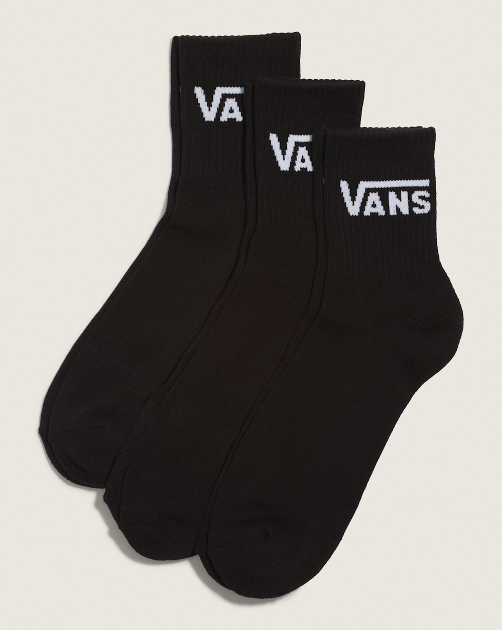 Women|Men Vans Classic Half Crew Socks 3-Pack in Black