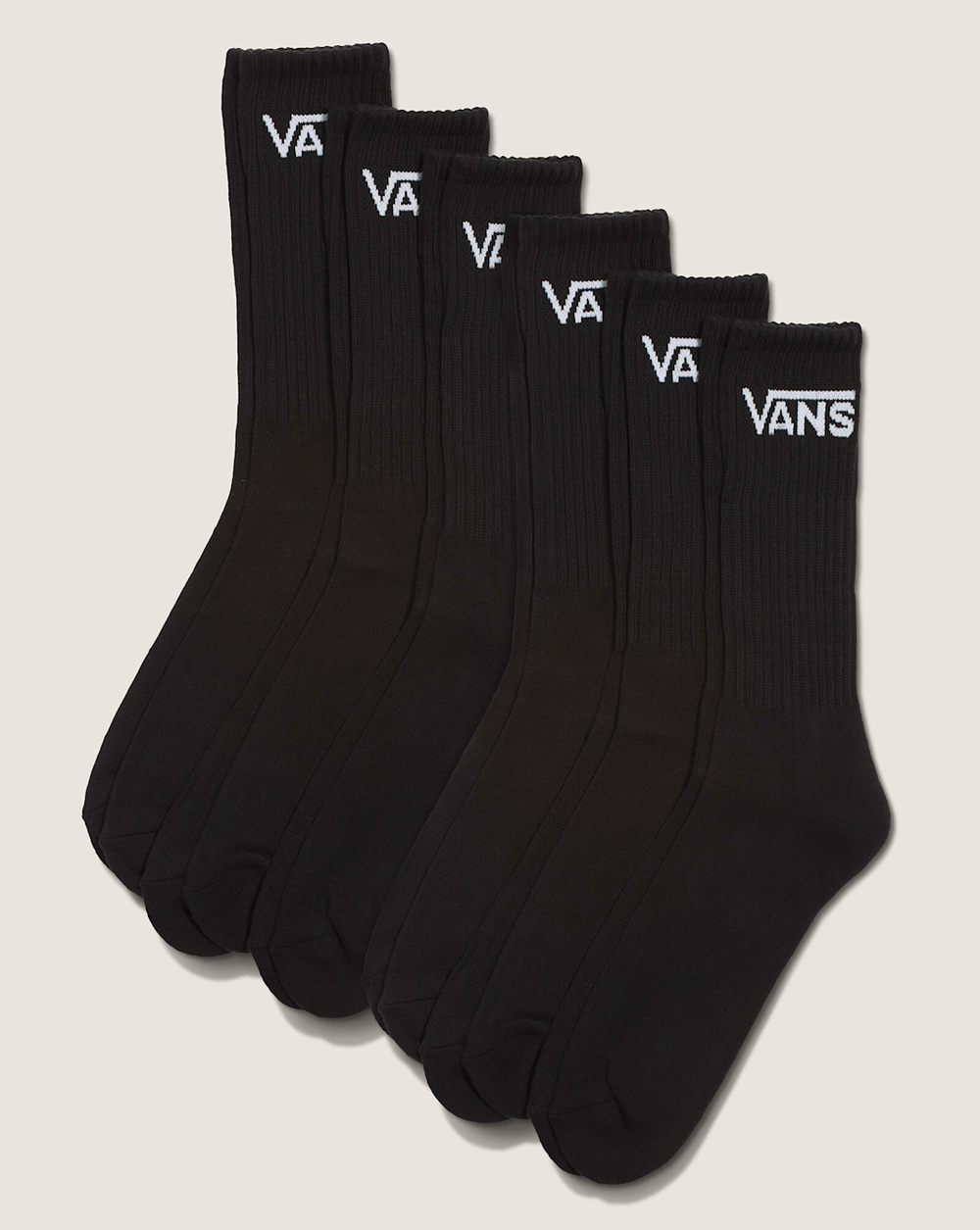 Women|Men Vans Classic Crew Socks 6-Pack in Black