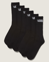Women|Men Vans Classic Crew Socks 6-Pack in Black