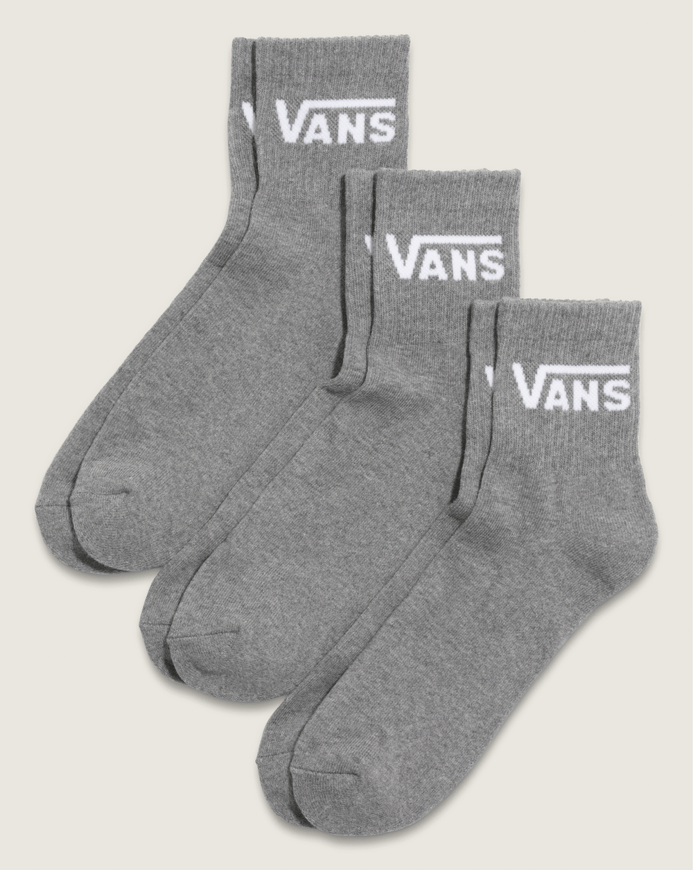 Women|Men Vans Classic Half Crew Socks 3-Pack in Heather Grey