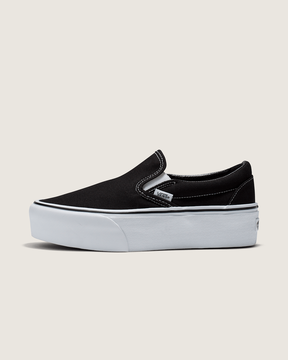 Women Vans Classic Slip-On Platform Shoe in Black / True White