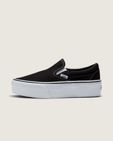 Women Vans Classic Slip-On Platform Shoe in Black / True White