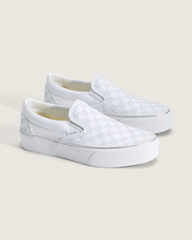 Women|Sale Vans Classic Slip-On Platform Checkerboard Shoe in Checkerboard Silver Grey