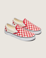 Women|Sale Vans Classic Slip-On Checkerboard Shoe in Racing Red / White