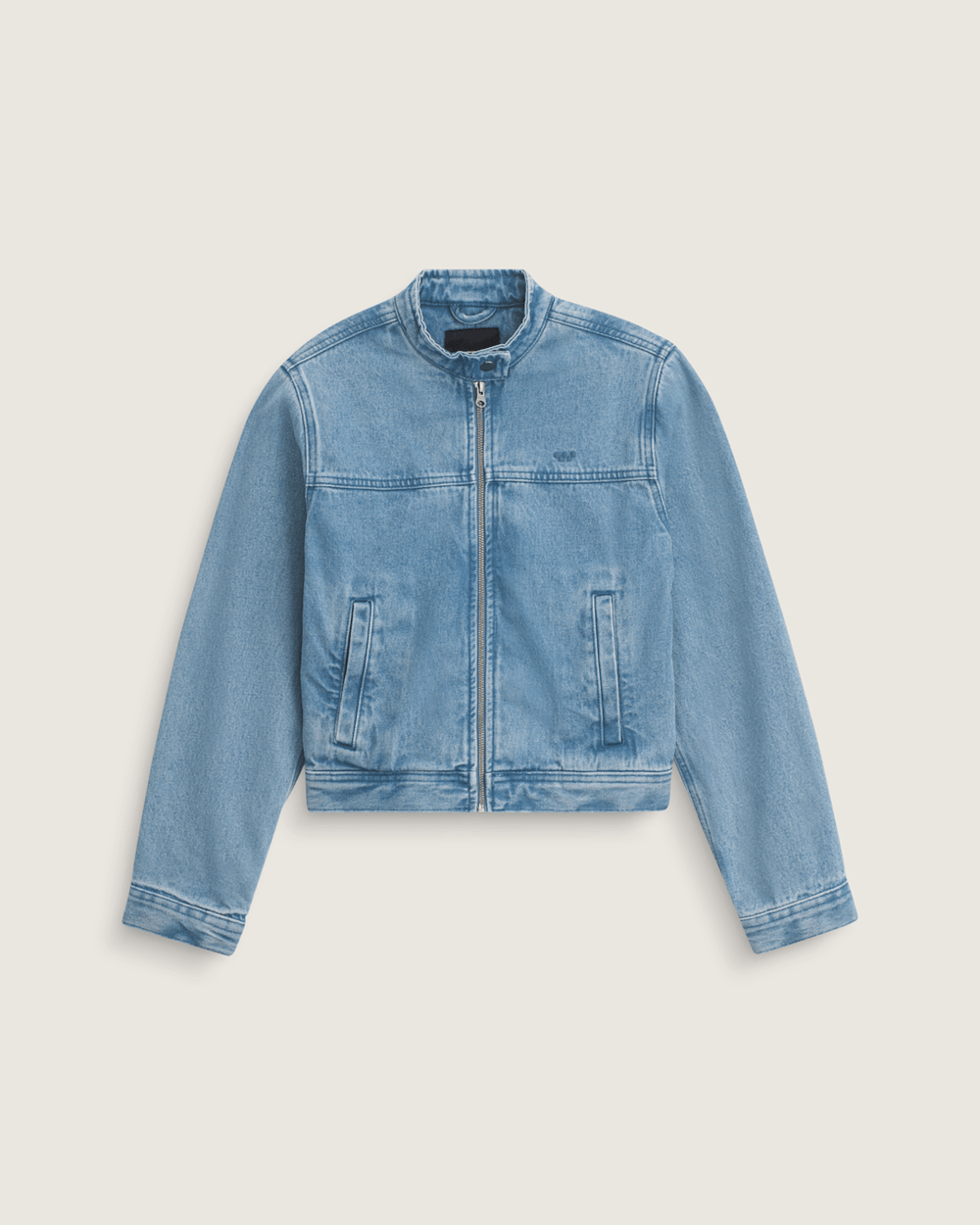 Women Vans Premium Pomona Collarless Station Jacket in Stonewash Blue