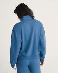 Women Vans Script Logo Mock Neck Sweatshirt in True Navy Blue