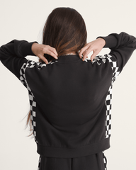 Women Vans Rookie Track Zip Sweatshirt in Checkerboard Black