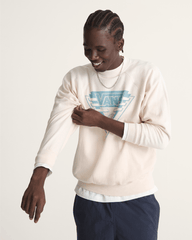 Women|Men Vans Waffle Shop Wave Blend Crewneck Sweatshirt in Marshmallow White