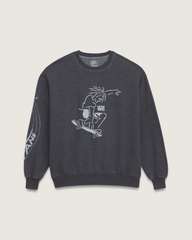 Women|Men Vans Waffle Shop Skate Crest Crewneck Sweatshirt in Charcoal Grey