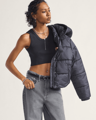 Women|Men Vans Hillgate Cropped Puffer Jacket in Black