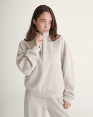 Women Vans Script Logo Mock Neck Sweatshirt in Taupe Mist Grey