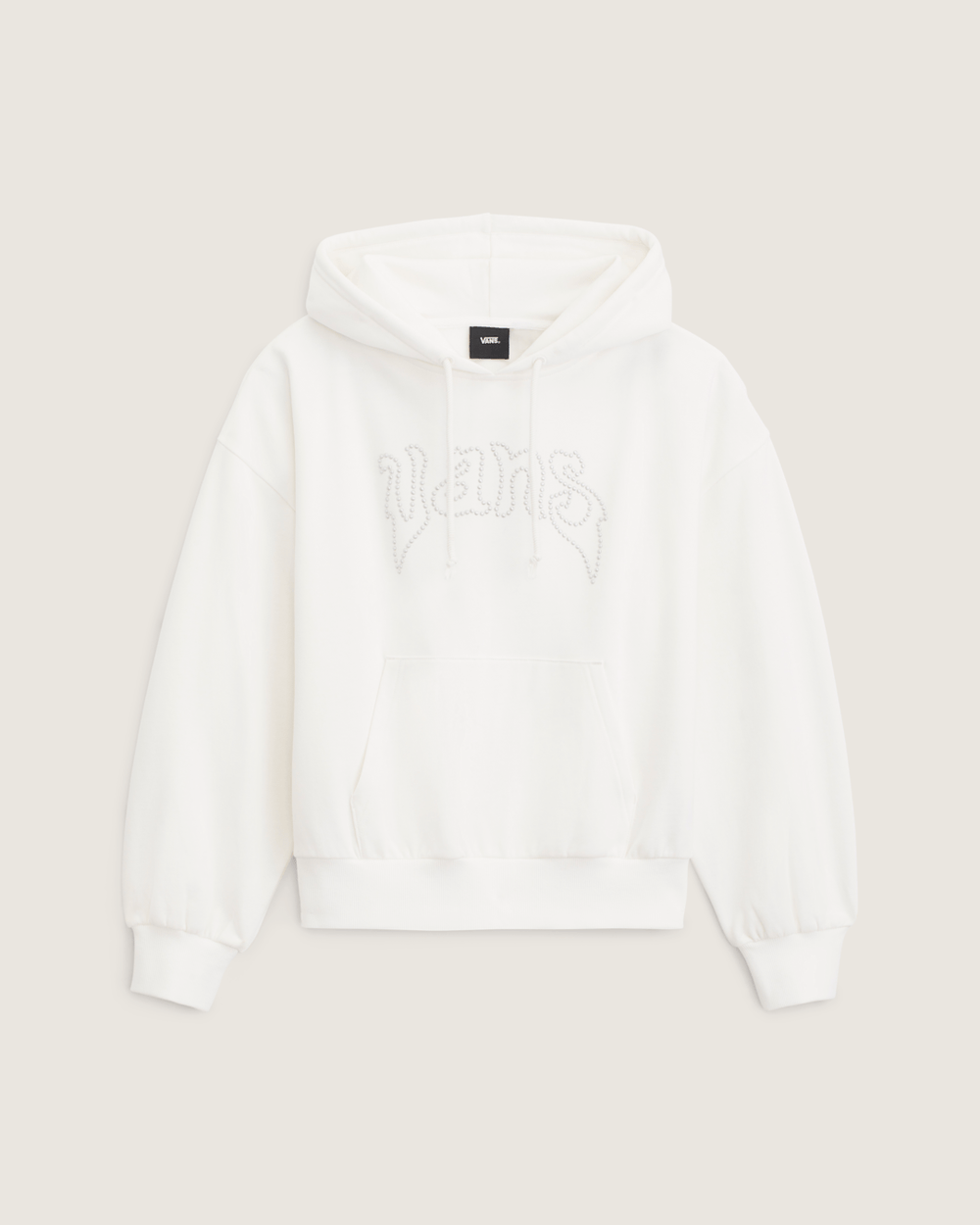 Women Vans Pearls Logo Retro Pullover Sweatshirt in Marshmallow White