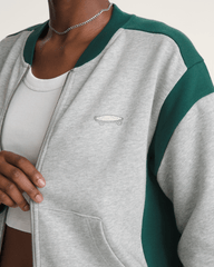 Women Vans Rookie Track Zip Sweatshirt in Grey / Emerald Green