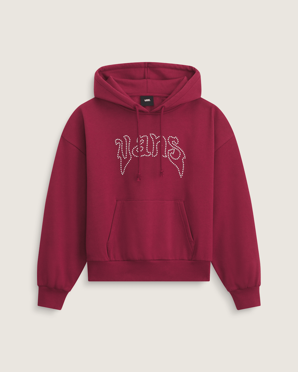 Women Vans Pearls Logo Retro Pullover Hoodie in Bordeaux Red