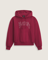 Women Vans Pearls Logo Retro Pullover Hoodie in Bordeaux Red