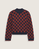 Women Vans Cameron Sweater in Checkerboard Blue / Red