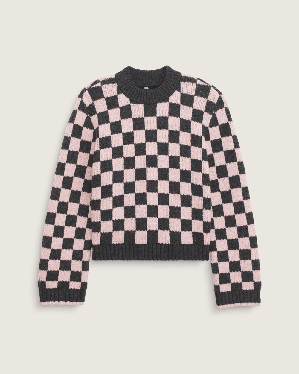 Women Vans Cameron Sweater in Checkerboard Grey / Pink