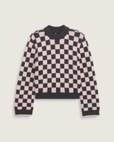 Women Vans Cameron Sweater in Checkerboard Grey / Pink