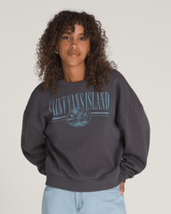 Women Vans Retro Isle Graphic Crew Sweatshirt in Asphalt Grey