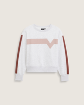 Women Vans Faster Crew Sweatshirt in Heather White / Port Royal Red