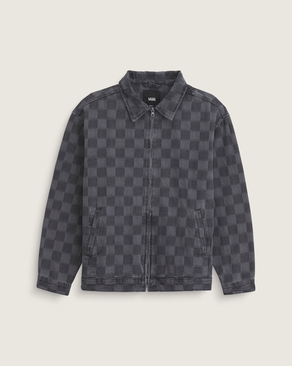 Women Vans Pitstop Checkered Station Denim Jacket in Checkerboard Faded Black