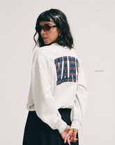Women Vans Tartan Up Retro Crew Sweatshirt in Heather White