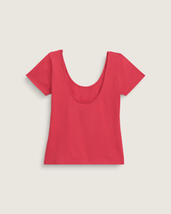 Women Vans Double Scoop T-Shirt in Crimson Haze Red