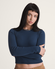 Women Vans Waffle Long Sleeve in DRESS BLUES
