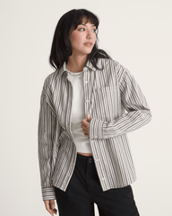 Women Vans Utility Stripe Shirt in Black-White