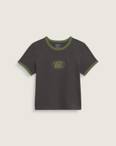 Women Vans Circle V Ringer Tee in Faded Black