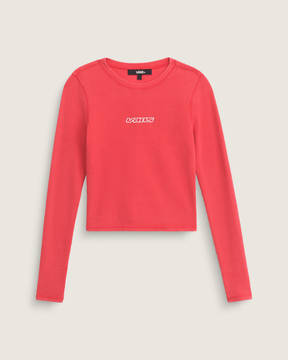 Women Vans Teri Waffle Long Sleeve Shirt in Crimson Haze Red