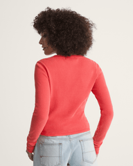 Women Vans Teri Waffle Long Sleeve Shirt in Crimson Haze Red
