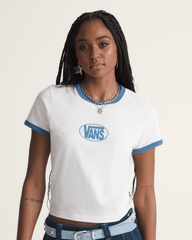 Women Vans Circle V Ringer Tee in Egret