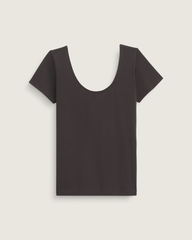Women Vans Double Scoop T-Shirt in Faded Black