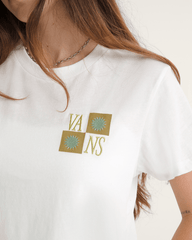 Women Vans Sunny Checkerboard Crop T-Shirt in Marshmallow White