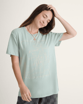 Women Vans Sunset Palm BFF T-Shirt in Grey Mint Green