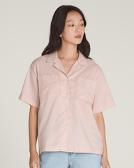 Women Vans Cassidy Camp Shirt in Sepia Rose Pink