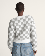 Women Vans Evelyn Cardigan Sweater in Checkerboard White