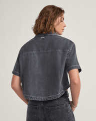 Women Vans Natalie Denim Button Up Shirt in Wash Grey
