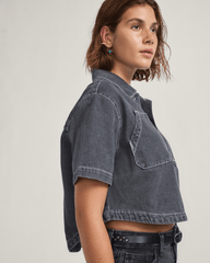 Women Vans Natalie Denim Button Up Shirt in Wash Grey