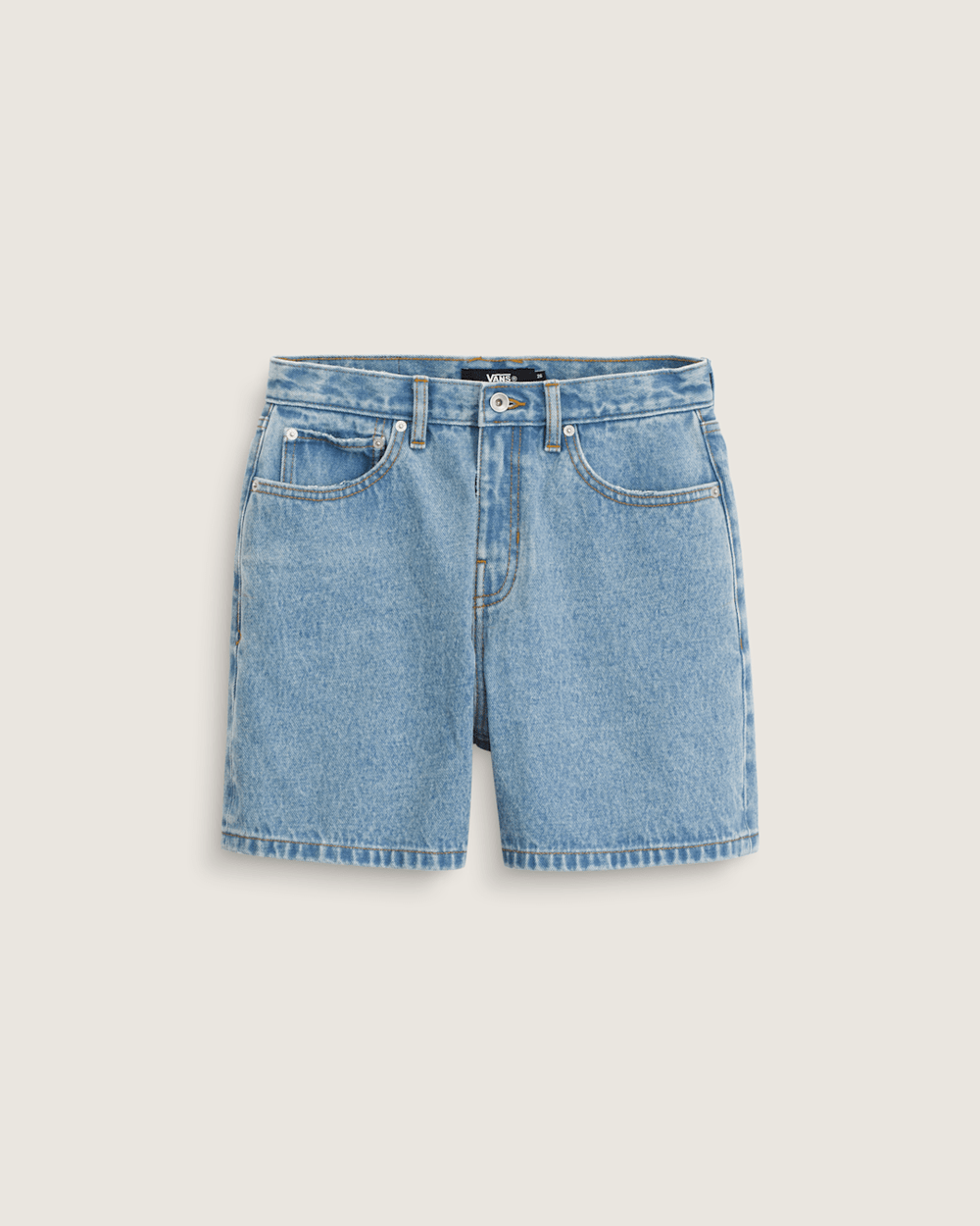 Women Vans Check-5 Mid Rise Shorts in Stonewash Blue