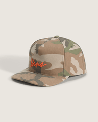 Women|Men Vans Classic Script Snapback Hat in Vintage Camo Brown