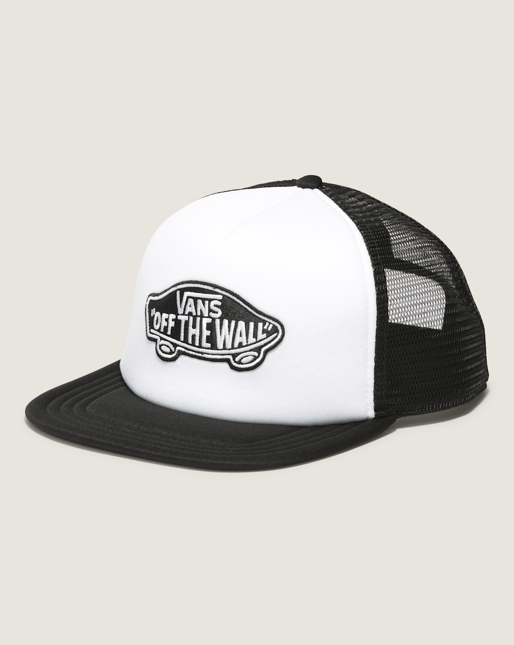 Women|Men Vans Classic Patch Curved Bill Trucker Hat in Black / White