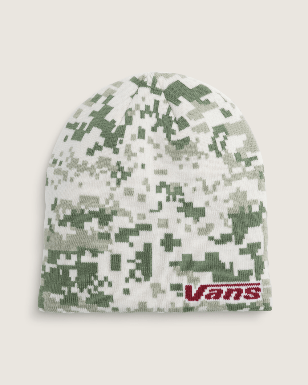 Women|Men Vans Vans Skull Beanie in Neutral Olive Green / Marshmallow White