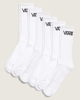 Women|Men Vans Classic Crew Socks 6-Pack in White