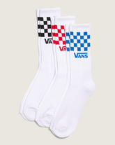 Women|Men Vans Classic Check Crew Socks 3-Pack in Checkerboard White