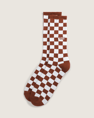 Women|Men Vans Checkerboard Crew Socks in Rust Bronze Brown