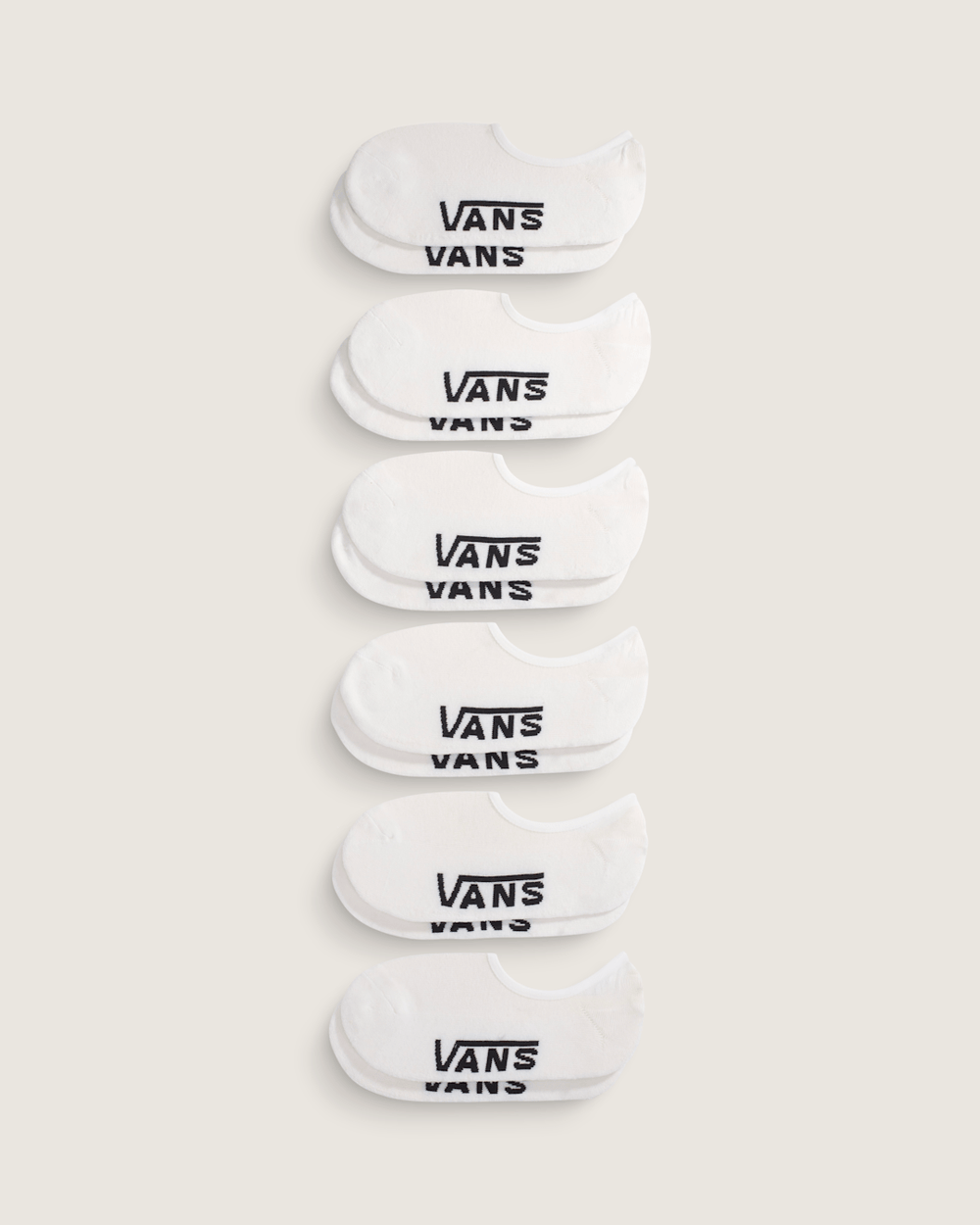 Women|Men Vans Classic No Show Socks 6-Pack in White