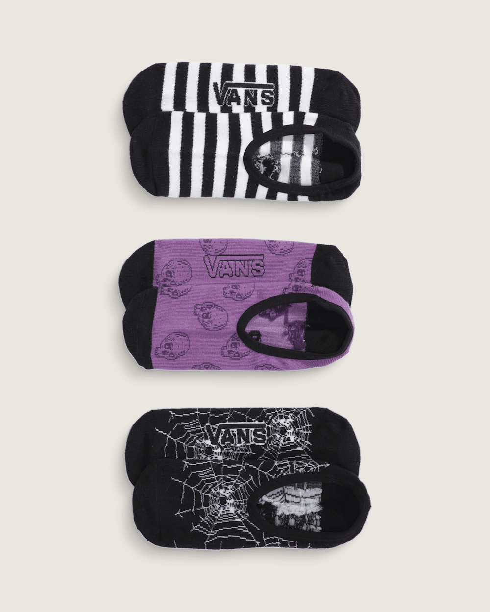 Women|Men Vans Printed Canoodle Socks 3-Pack in Black
